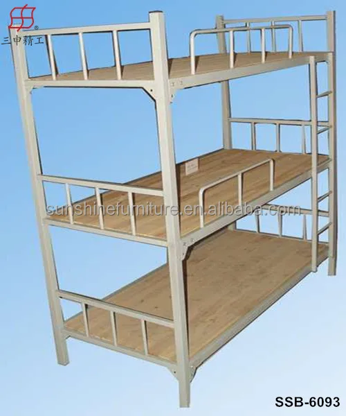 Cheap Military/Home/Hotel/School Heavy Duty Metal 3 Tier Bunk Bed