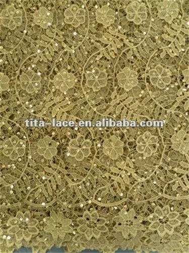 Fashion French Gold Sequin Lace Fabric