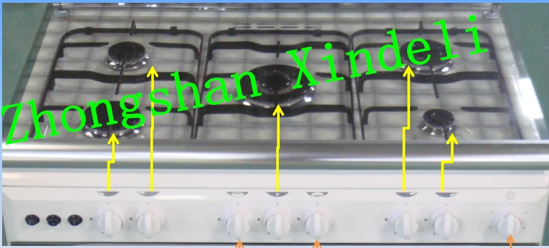 Easily Cleaned Free Standing Gas Stove with Oven White Color Table Top Gaz Oven Five burner 900mm in Kitchen Appliance