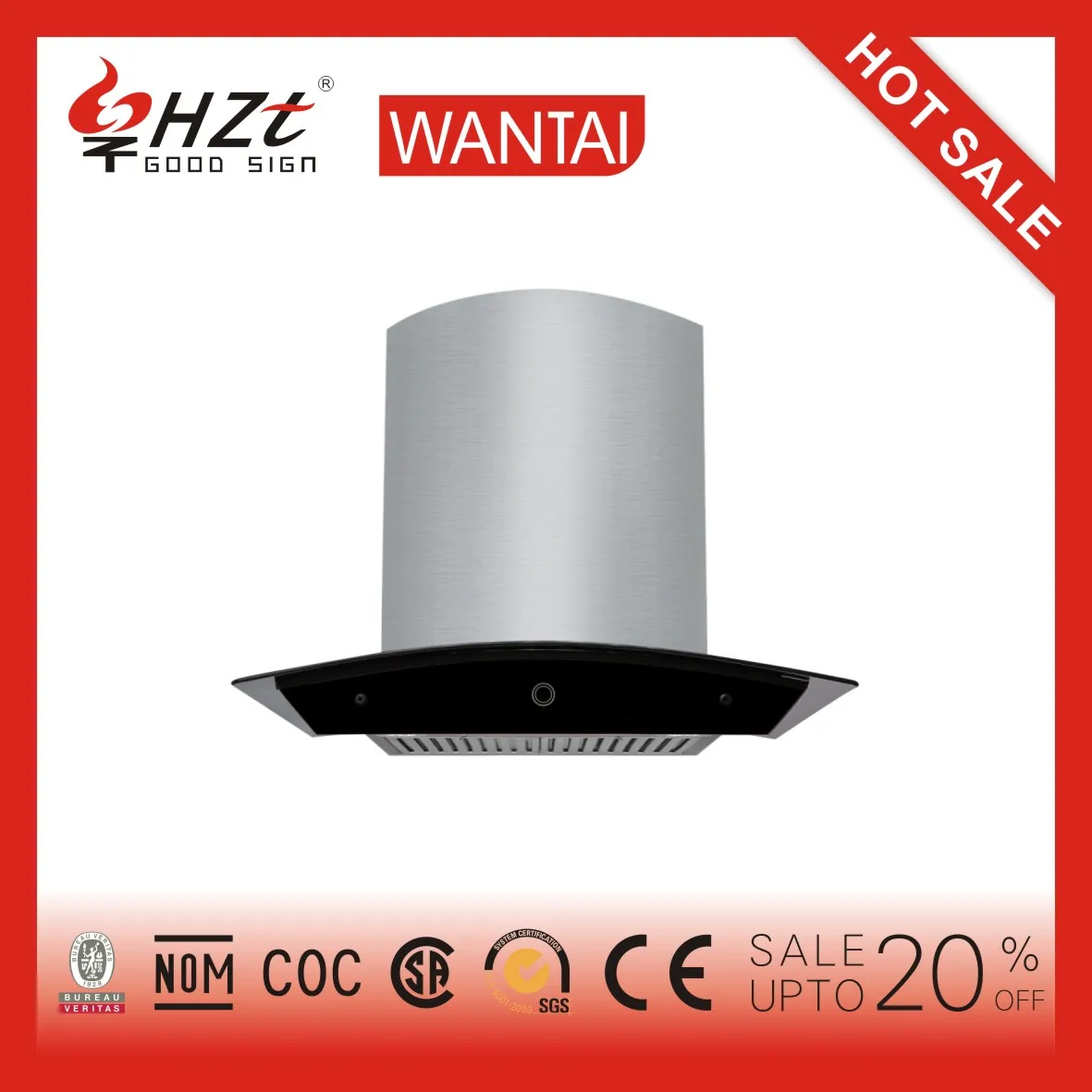 Motor Kitchen Cooker Hood Hot Sale Best Quality Good Price Touch Control Copper Stainless Steel & Tempered Glass Household Y-H11