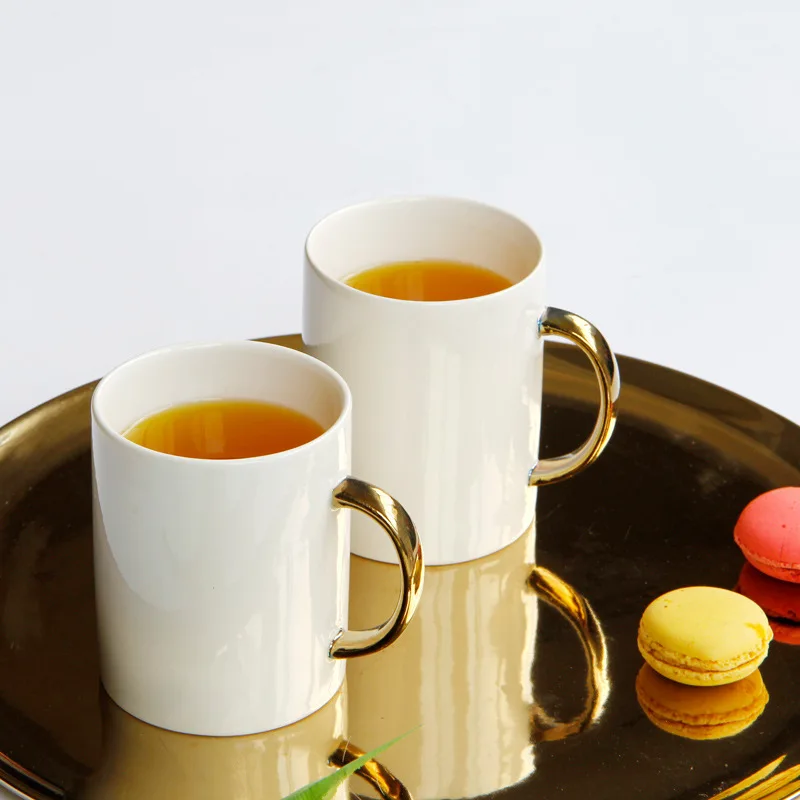 hot sell porcelain gold handle coffee mug cup , wholesale plain white ceramic cups mugs