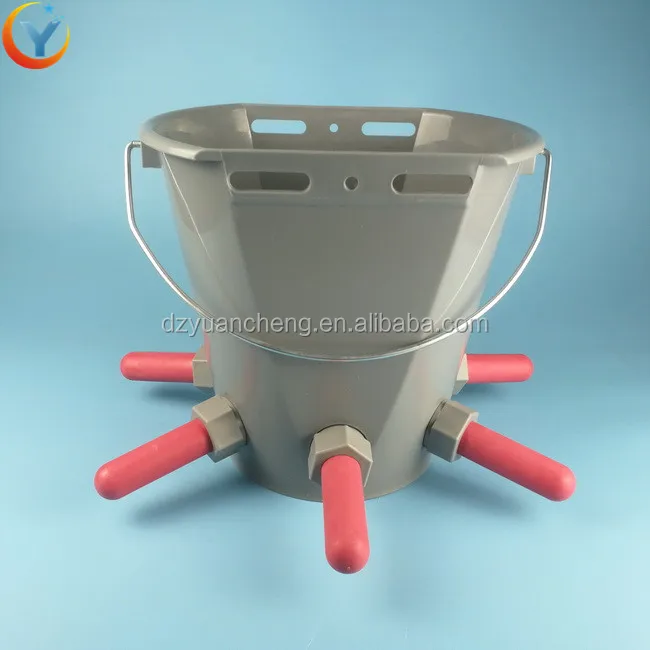 livestock farming milk bottle cattle feeding bucket with 5 teats feeder 8L milk drinker bucket calf