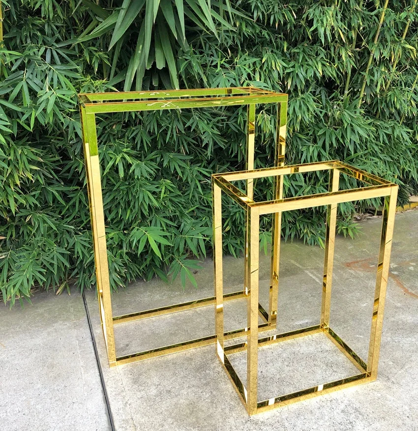 Wedding  Gold Plating Metal Flower stand Geometric Wedding Centerpiece Square flower stand