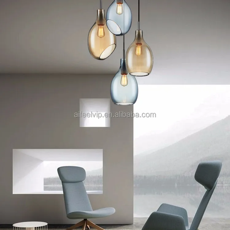 Contemporary latest design modern murano glass bubble colored hanging glass ball chandelier pendant light for hotel lobby