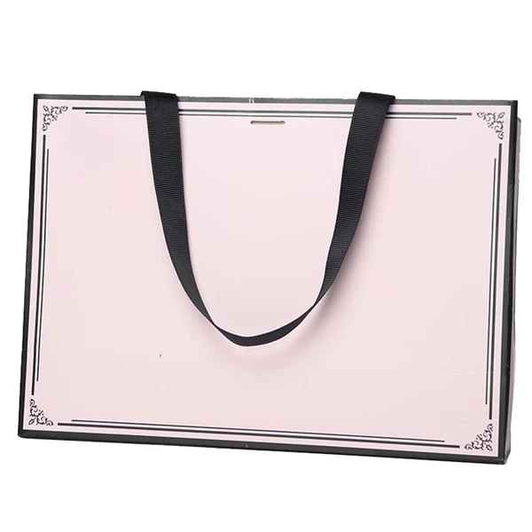 Black Frame Shopping Paper Bags with Logos Custom Print Paper Bag with Handle