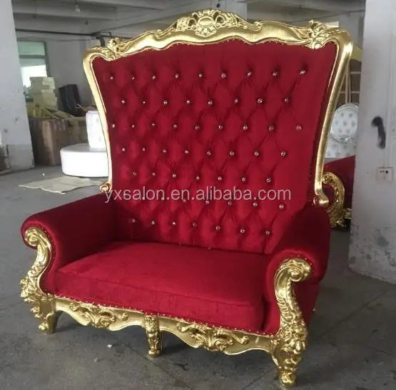 5 Years Warranty Top Quality Luxuary European Style Gold Red Throne Sofa
