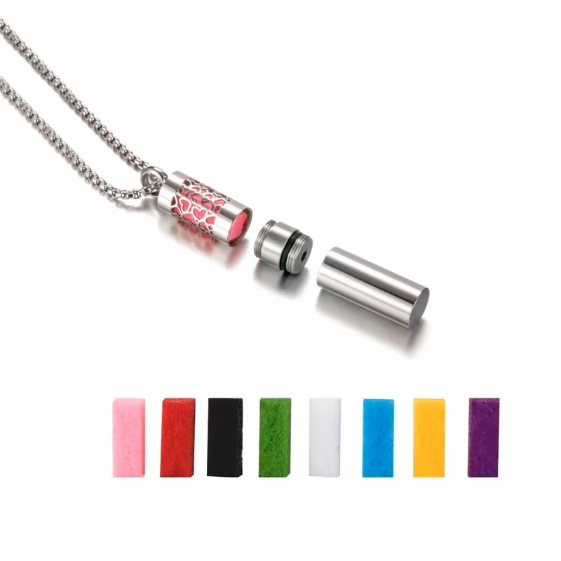 Diffuser Necklace Essential Oil Container Pendant Necklace 316L Stainless Steel Aromatherapy Locket with Pads