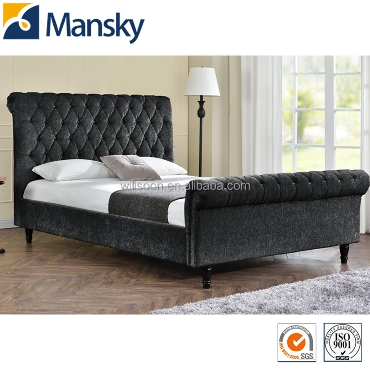 Willsoon Modern Chesterfield Design King Size Upholstered Bed Velvet Fabric with Soft Wooden Frame for Home Furniture Bedroom
