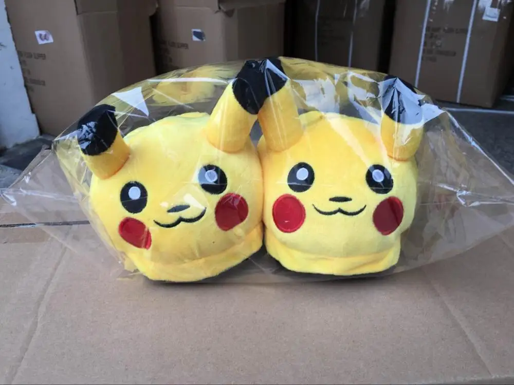 
New arrivals fashionable Cartoon Pokemon plush picachu slippers 