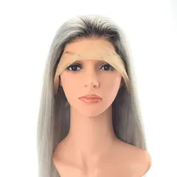 Wholesale Human Gray Color Lace Front Wig Ladies Chinese Remy Straight Hair Wigs