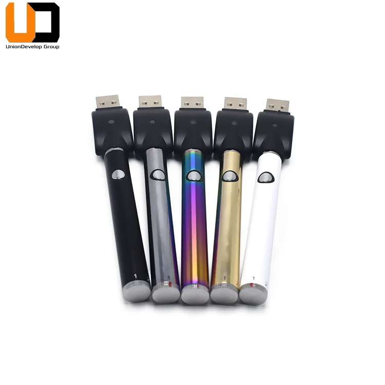 
Uniondevelop 510 thread 15s preheat vv big vapor rainbow cbd vape cartridge battery 
