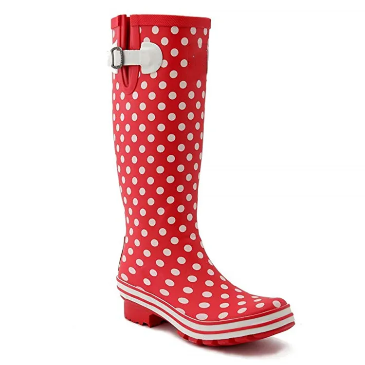 Wholesale Customized Waterproof Non Slip Water Shoes With Custom Printing Rubber High Heels Tall Rain Boots