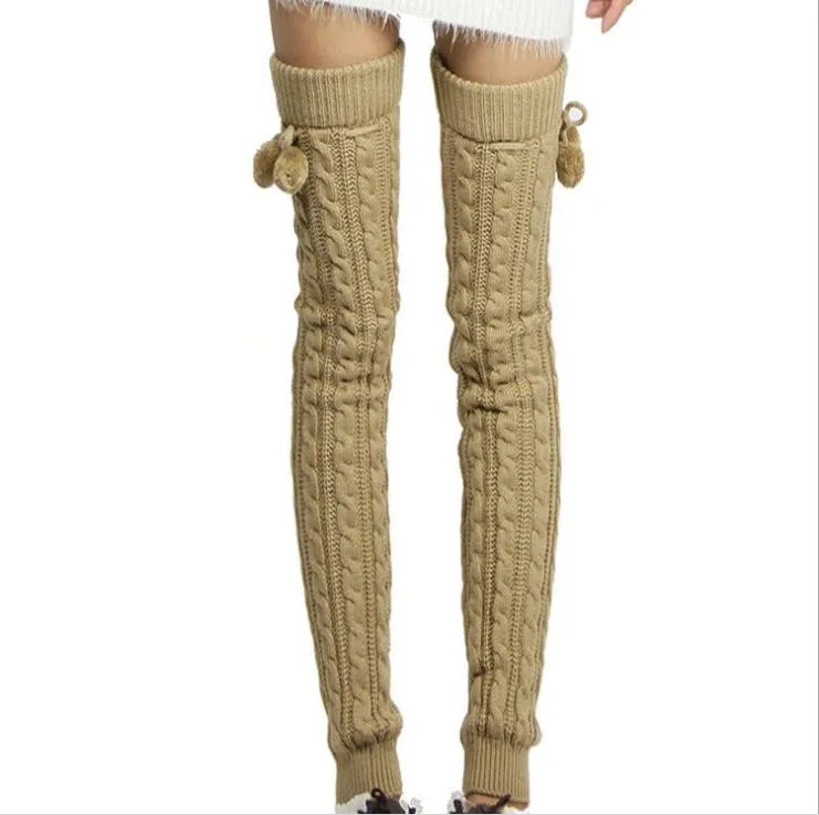 
 Вязаные акриловые модные гетры, женские вязаные гетры до бедра  