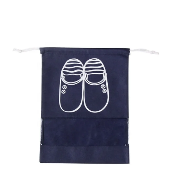 Wholesale custom logo waterproof non woven drawstring shoe bag with pvc window
