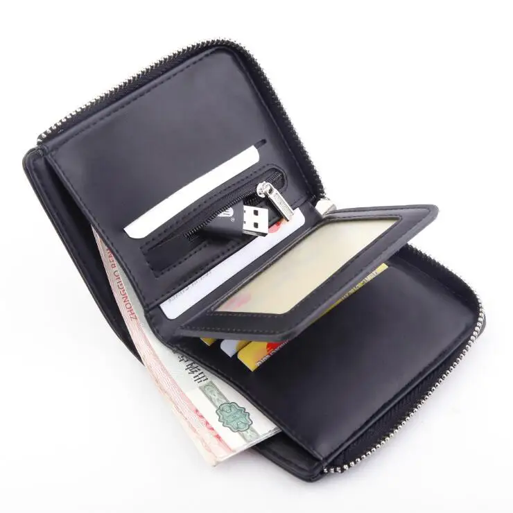 New Customize leisure style zipper fashion short pu leather wallet for man card holder