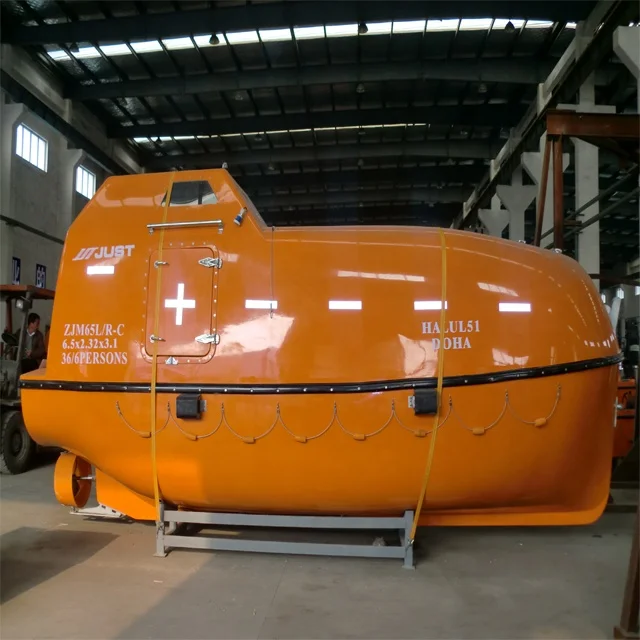 China Solas 6.5M length lifesaving lifeboat F.R.P Totally enclosed lifeboat freefall lifeboat