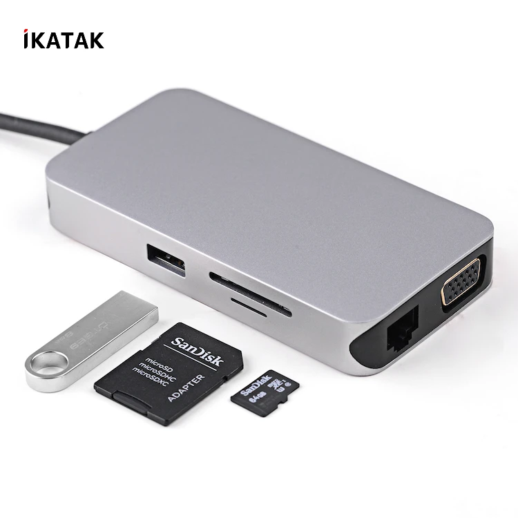 
10 in 1 High Quality 4K HDMI VGA Ethernet PD Charging USB3.0 Multi Docking USB C Hub Adapter 