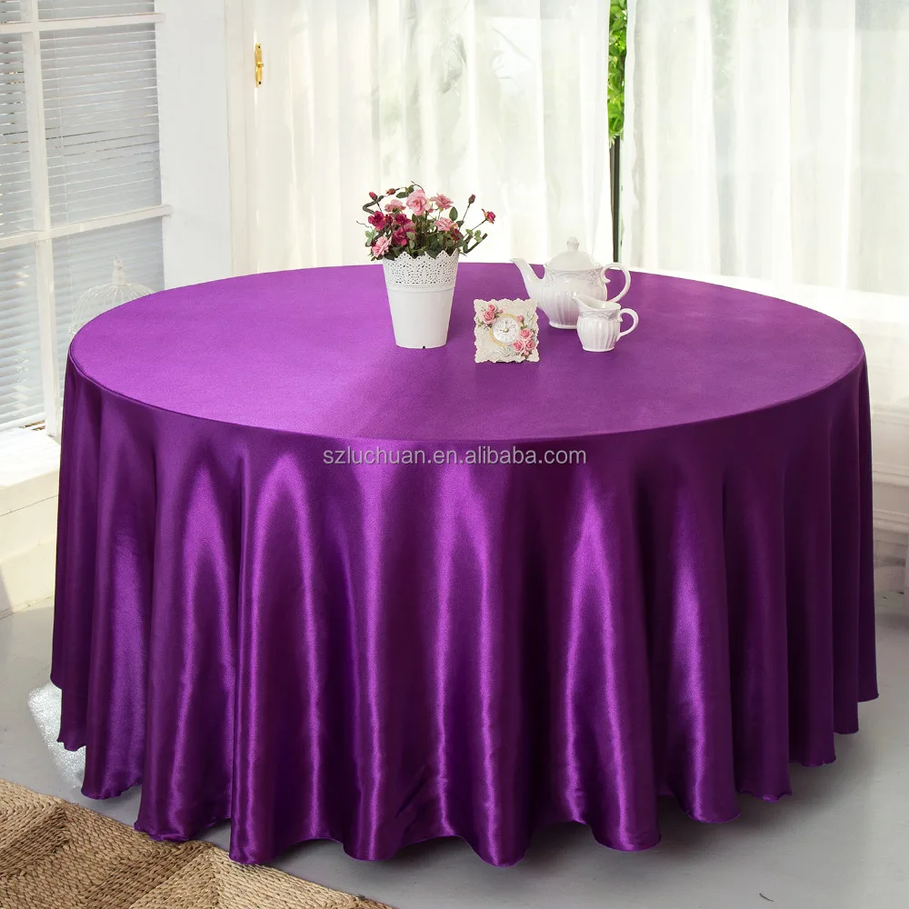 Wholesale Elegant 120 Round Purple Satin Tablecloth for Wedding