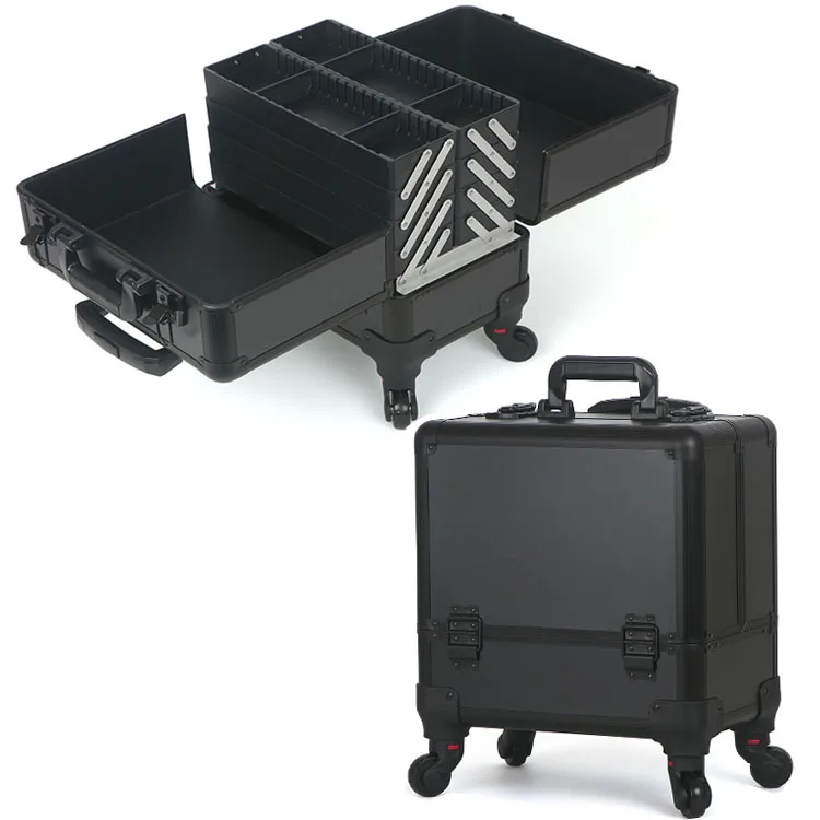 Professional beauty hard make up jewelry aluminum trolley case