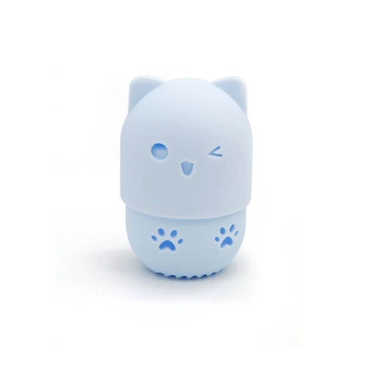 
Portable Cat Shape Travel Capsule Makeup Puff Holder Silicone Sponge Blenders Case Holder 