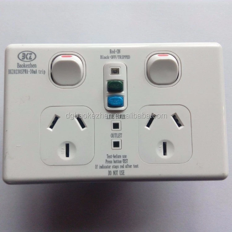 
Twin RCD plastic socket switched double RCD unit 2 gang socket 