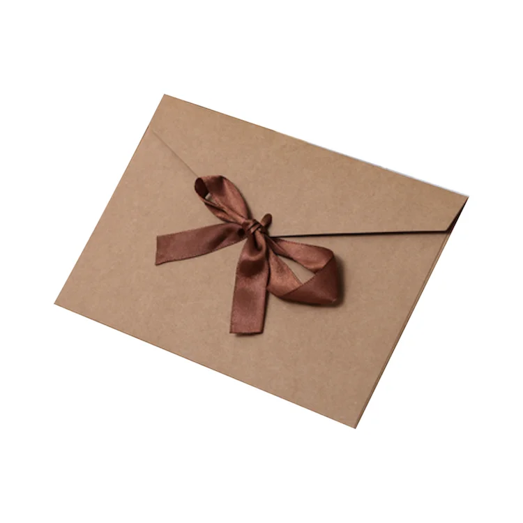 Beautiful Ribbon Custom Kraft Paper Wedding Envelopes Gift Paper Envelope