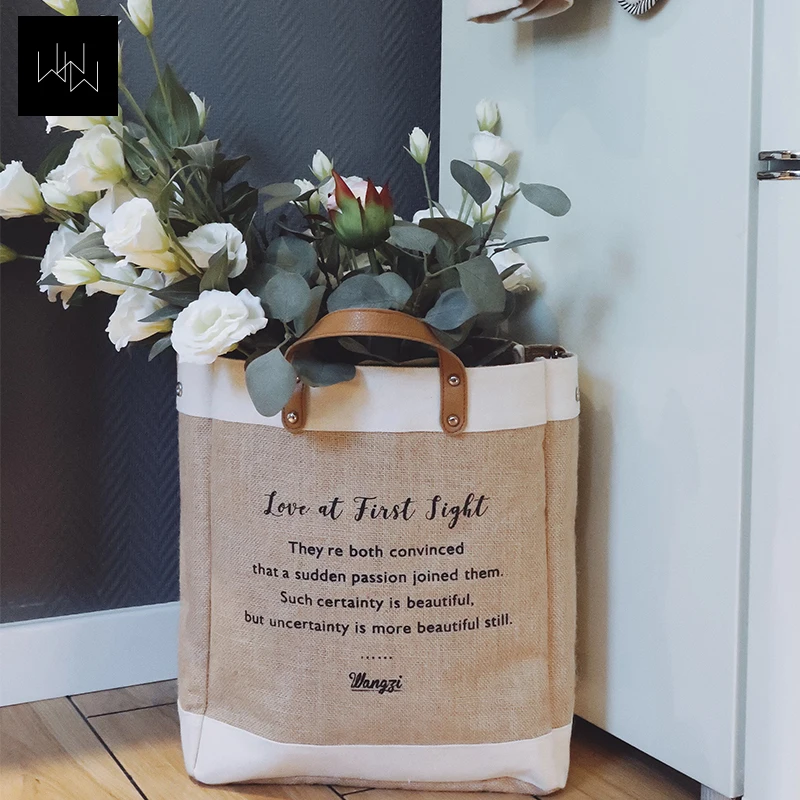 
Natural burlap eco friendly tote bags reusable jute tote shopping bag with logo 