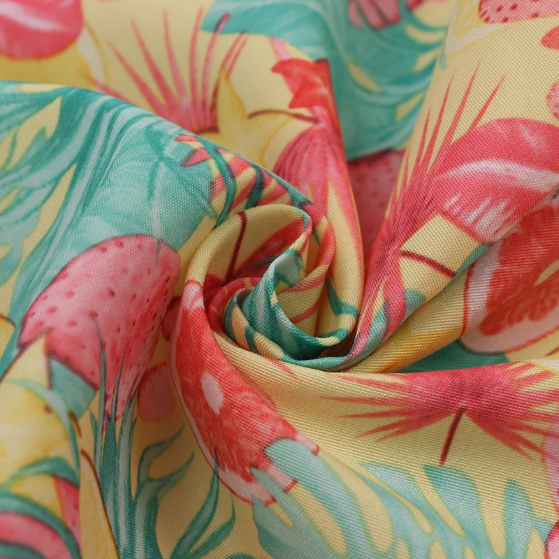 
Peach skin microfiber fabric with bright color fruits flowers and cactus pattern print for beach shirt tropical shirt 