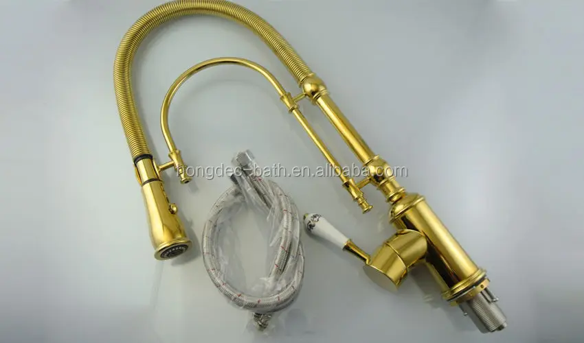 Luxury Royal Durable Brass Golden High Arc Hot and Cold Swivel Ceramics Handle Kitchen Sink Mixer Taps Faucet.