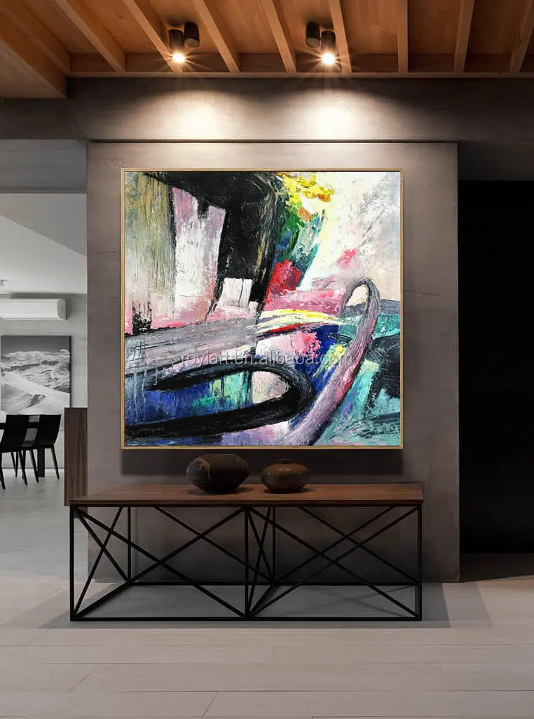 100x100cm Minimalist Vertical Modern Abstract Colorful Wall Art Picture 100% Handmade Painting For Living Room Home Decoration