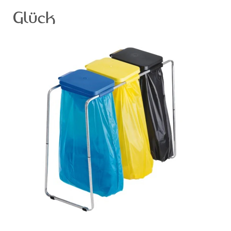 
High Quality Large Capacity Outdoor Indoor Three Bucket Iron Garbage bag holder  (62015904403)