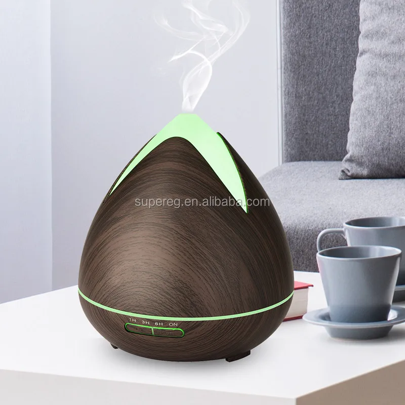 Tulip 400ml Aromatherapy Essential Oil Diffuser Home Decoration Diffusers Mist Maker Humidifier Wood Grain Colors Food Grade