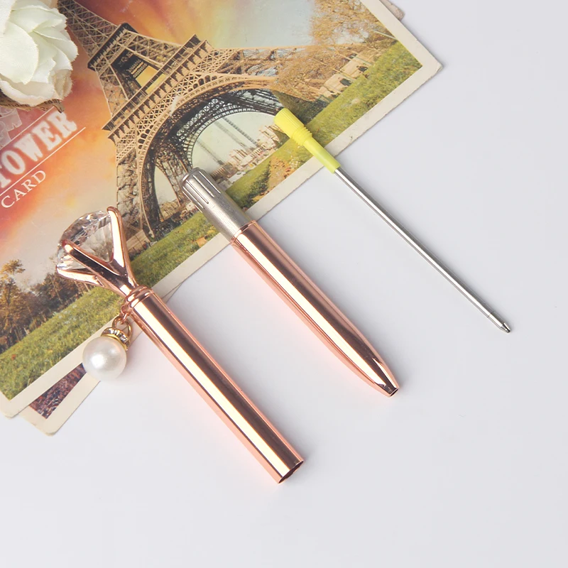 
New fashion design wedding gift pearl pen custom logo gold diamond pen with pearl ball pen 