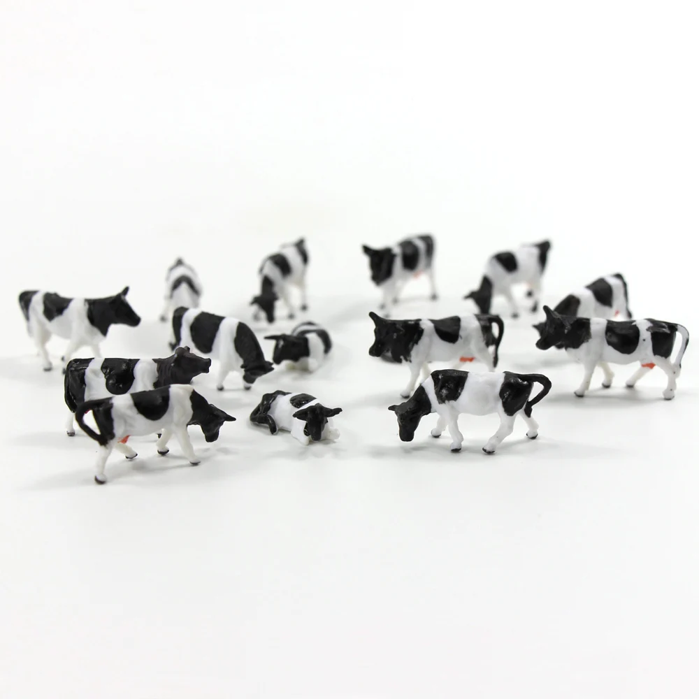 30pcs HO Scale painted Farm Animals Cows 5 different poses Model Railway 1:87 scale model animals