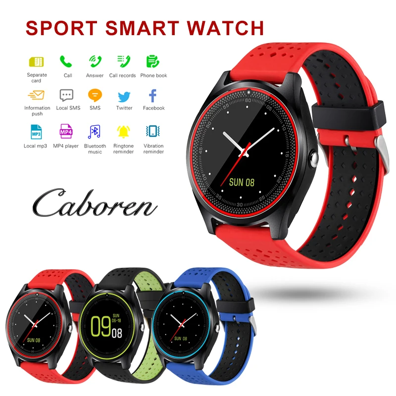 
2019 Wholesale BT Smartwatch v9 Smart Watch With SIM Card and Camera Mobile Smart Watch with Android IOS Phones pk V8 A1 