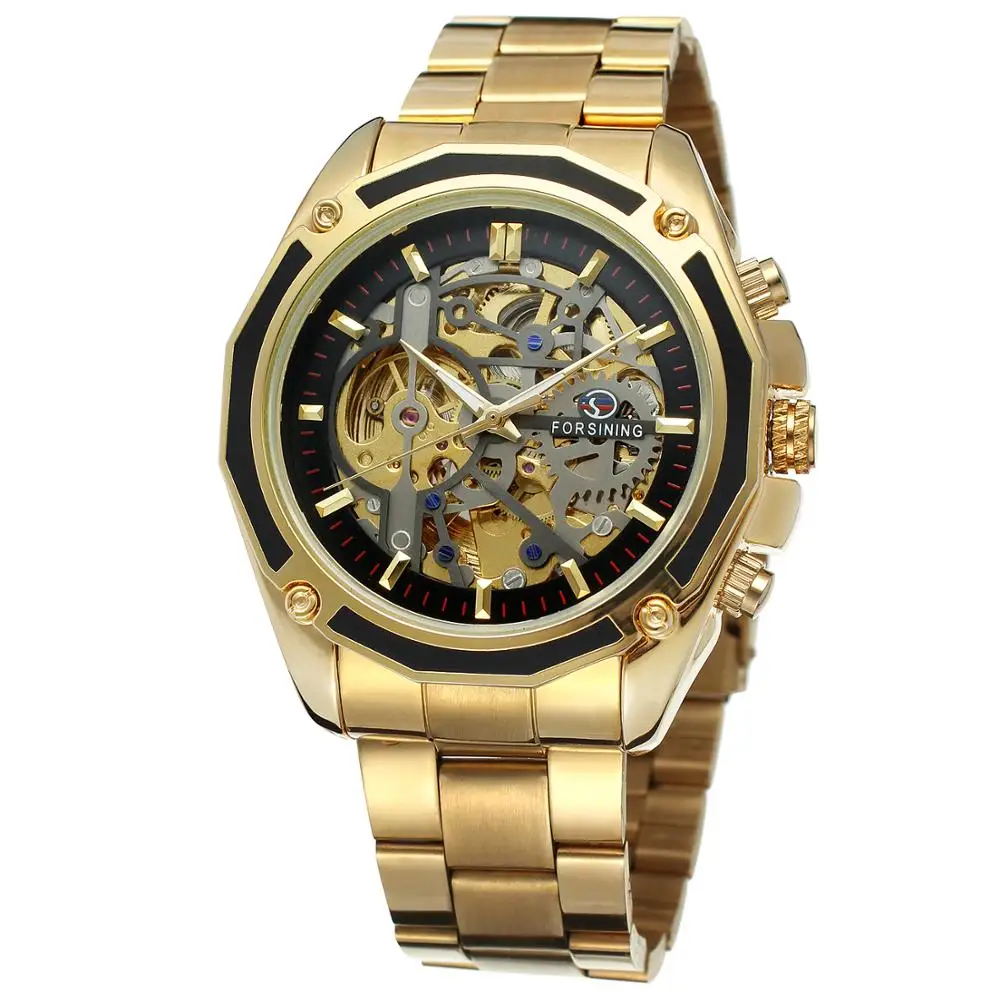 Top 10 Wrist Watch Brands Forsining Saat Mens Gold Reloj Automatic Mechanical Clock Band Your Own Luxury Auto Skeleton Watches