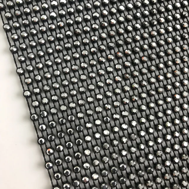 24 Rows 10 Yards Plastic Elastic Rhinestone Fishnet Fabric Crystal Mesh Fabric For Clothes