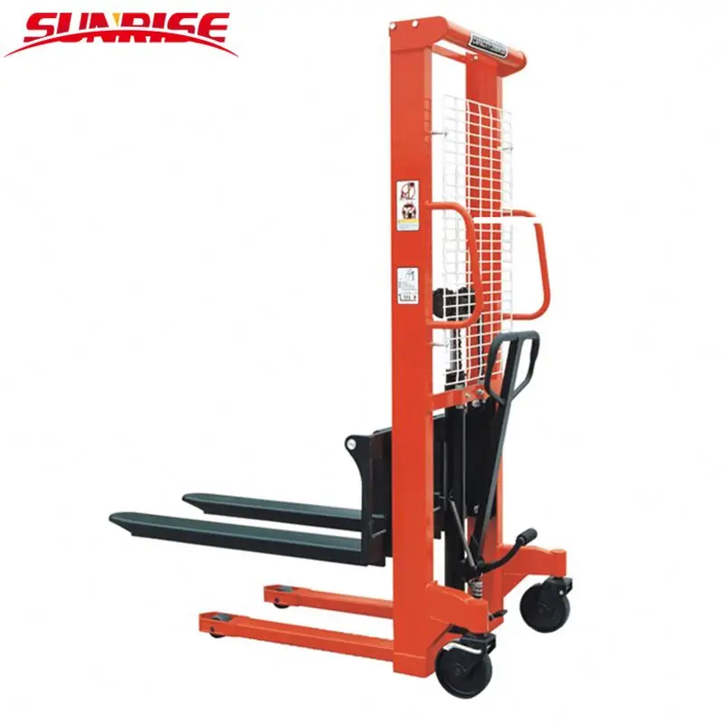 1 ton manual hand forklift pallet stacker jack truck