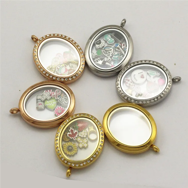 high quality oval shape gold locket designs for girls dubai gold jewelry stainless steel floating locket pendant