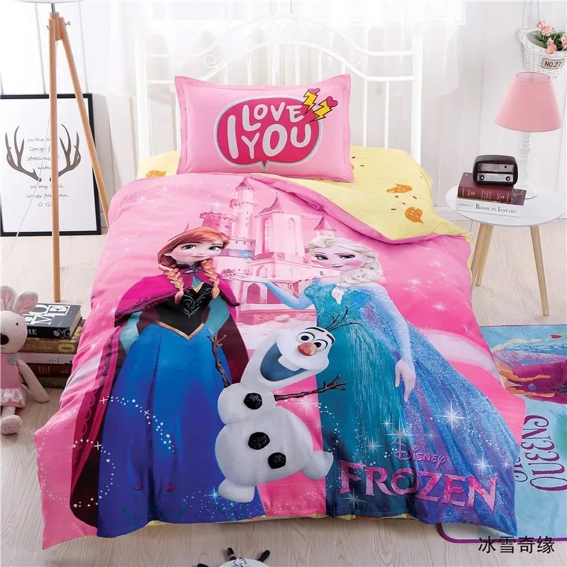 
Teen Girls Embroidery Cartoon, 100% Cotton Princess Lace Duvet Set, Kids Bedding Set image, Pink Twin Size 3Pcs 