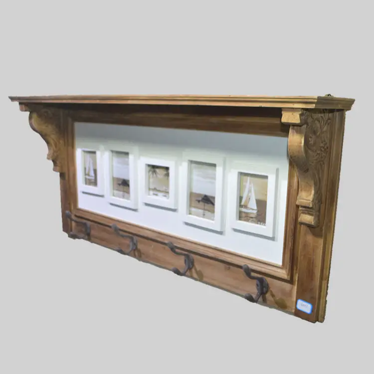 Retro wall shelf with photo frames