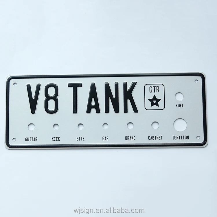 Decorative Aluminium Metal Logo Embossed Reflective Custom Car Licence Plate