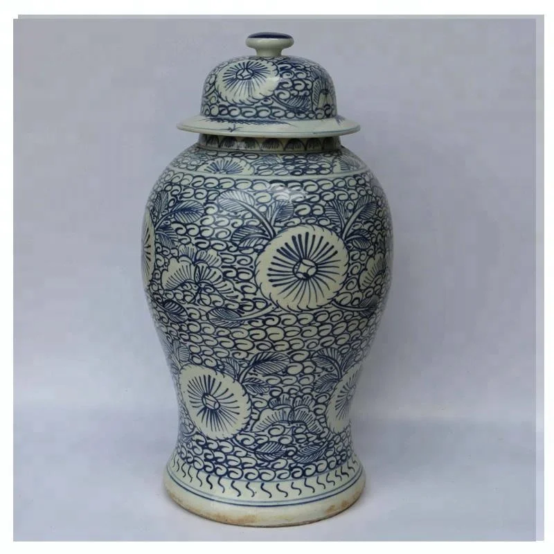 
Blue and white Chinese ceramic general jar, porcelain decorate flower vase with antique finished from Jingdezhen 