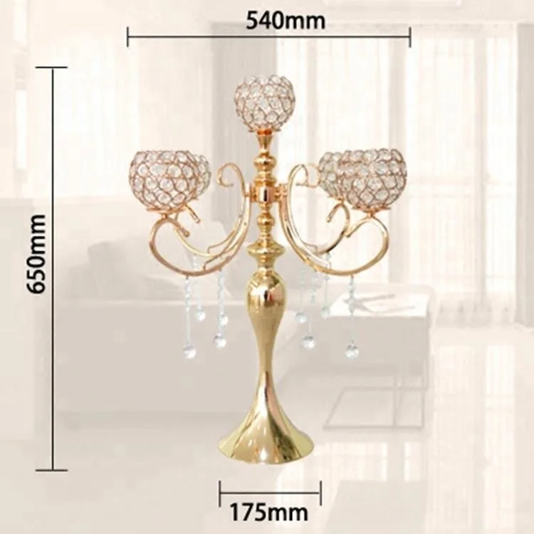 Factory wholesale tall gold crystal candelabra wedding centerpieces
