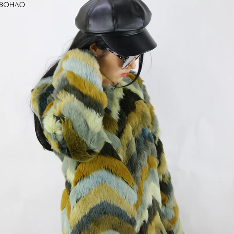 
Best Quality Competitive Price Colored Chinchilla Faux Rabbit Fur Coat 