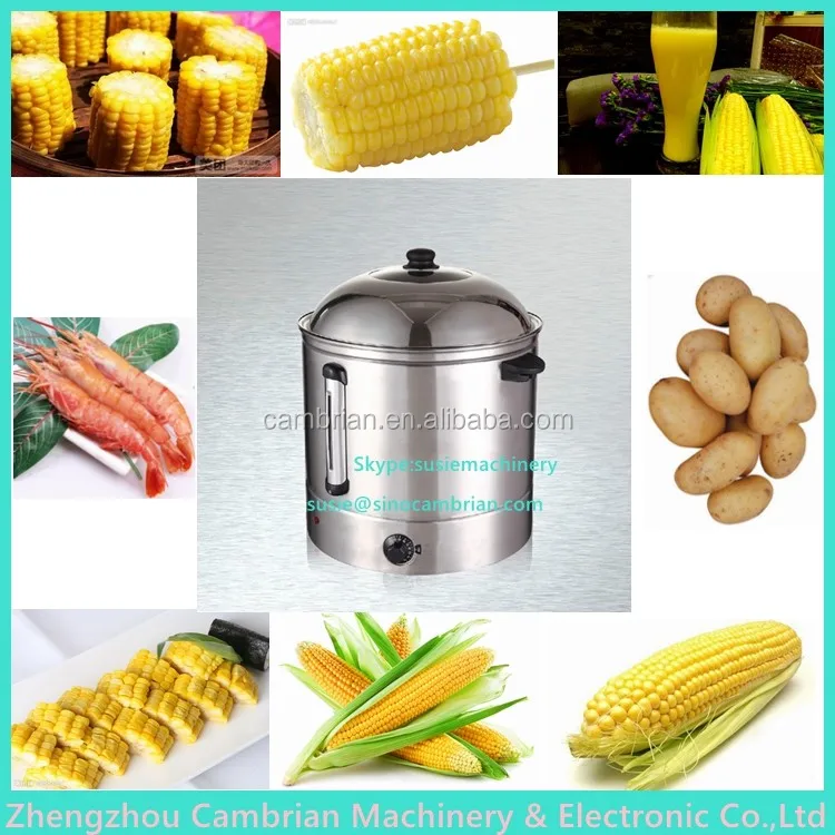 Paypal acceptable large capacity 48L stainless steel corn cooking machine with auto warmer