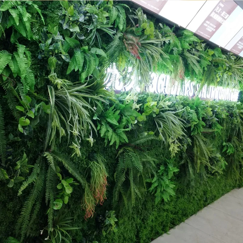 Latest Custom Artificial Exterior Living Wall Backdrop Interior Green Walls Fake Foliage Plant Wall for Office or Home Decor
