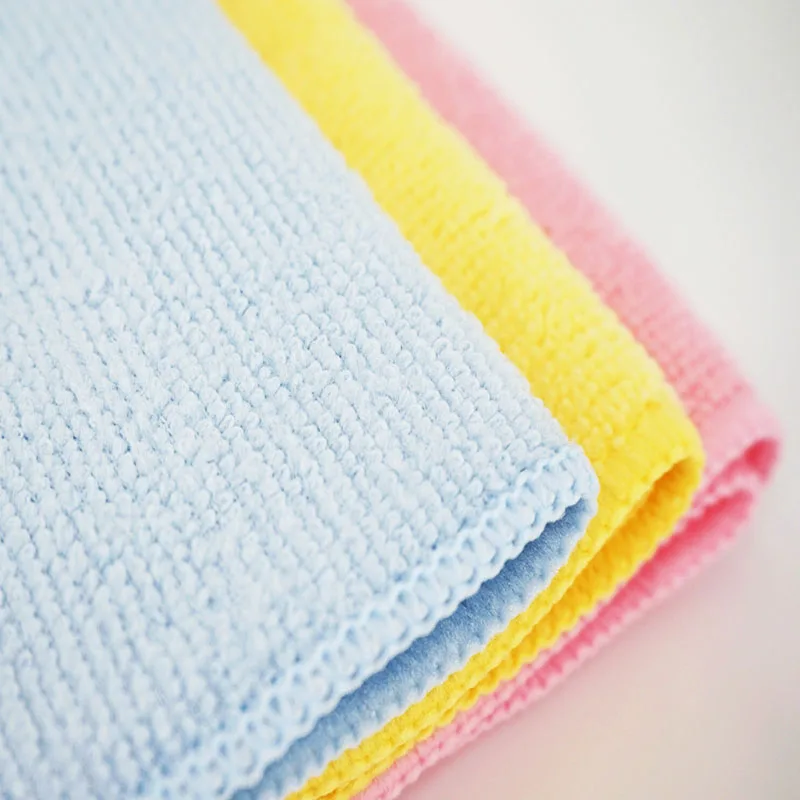 Factory Custom High Quick Drying Clean Yellow Microfiber Warp Knit  Household Soft Absorbent Towel