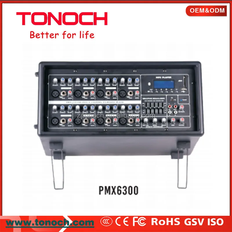 Portable High Power 6 channel power mixer amplifier for DJ