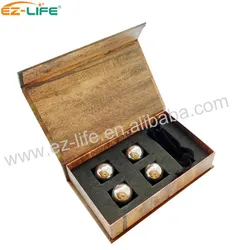 wine accessories Promotion Box Beverage Chiller Gifts stainless steel Whiskey Stones reused Ice Cube Ball With Flannelette Bag